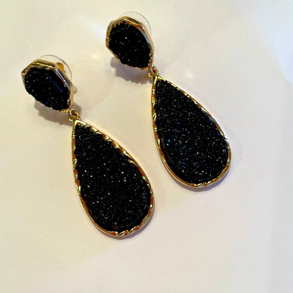 Black and Gold drop Earrings